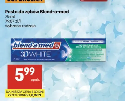 Pasta do zębów Blend-a-med 3D White promocja w Delikatesy Centrum
