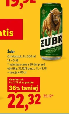 Piwo Żubr 8-pak promocja w Lidl