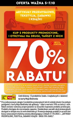 Artykuły przemysłowe, tekstylia, zabawki i książki promocja w Biedronka