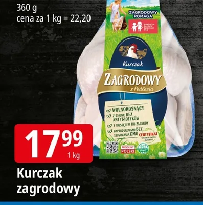 Kurczak zagrodowy z Podlasia Zagrodowy wolnorosnący bez antybiotyków bez GMO promocja w Leclerc