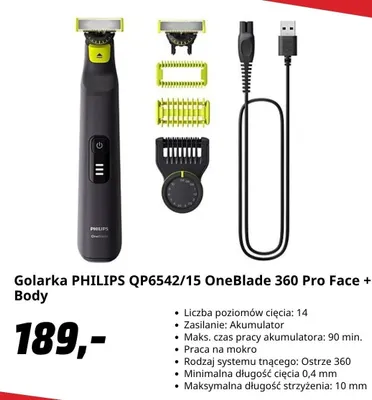 Golarka Philips OneBlade 360 Pro Face + Body promocja w Media Markt