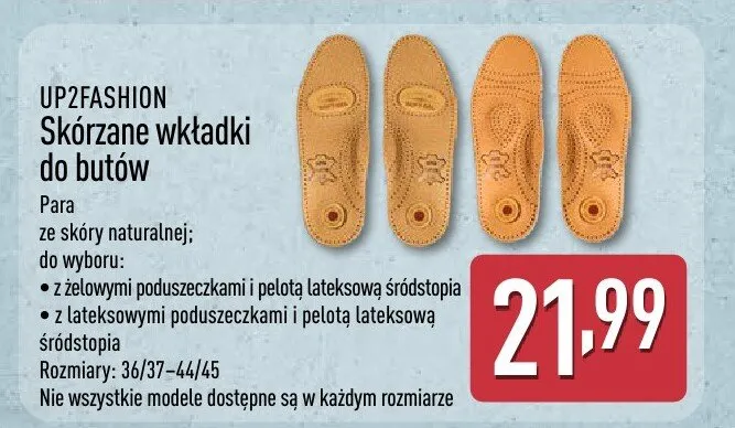 Skórzane wkładki do butów promocja w Aldi