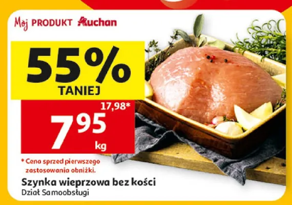 Szynka wieprzowa bez kości Auchan promocja w Auchan