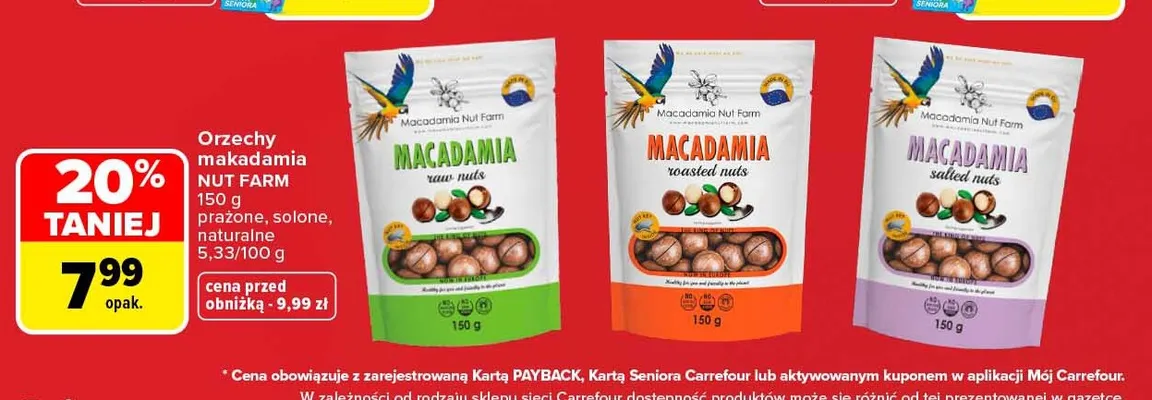 Orzechy makadamia naturalne Nut Farm promocja w Carrefour Market