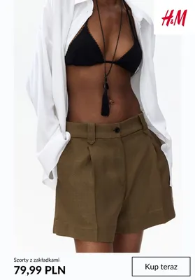 Szorty z zakładkami H&M promocja w H&M
