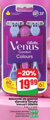 Maszynki do golenia damskie Simply Venus3 Gillette promocja w Dino