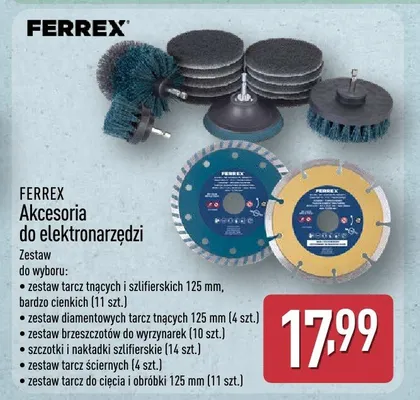 Akcesoria do elektronarzędzi Ferrex zestaw tarcz do cięcia i obróbki 125mm promocja w Aldi