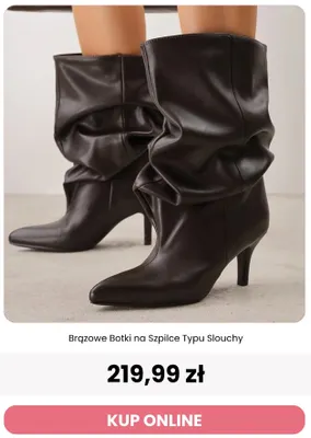 Brązowe botki na szpilce typu slouchy Reneé promocja w Renee