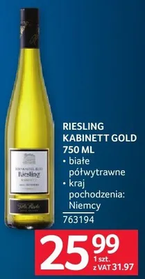 Wino Riesling Kabinett Gold 750 ml - białe, półwytrawne - kraj pochodzenia: Niemcy promocja w Selgros