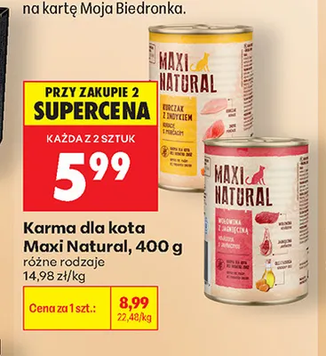 Karma dla kota kurczak z indykiem Maxi Natural promocja w Biedronka