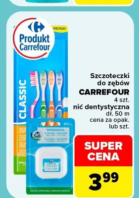Szczoteczki do zębów Carrefour 4-pak promocja w Carrefour