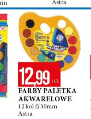 Farby paletka akwarelowe Astra 12 kol fi 30 mm promocja w Leclerc