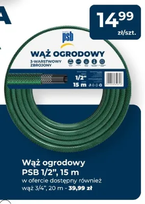 Wąż ogrodowy PSB 3/4" 20m promocja w PSB Mrówka