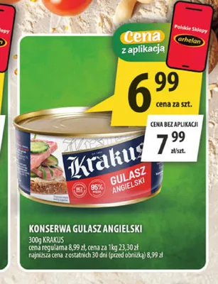 Konserwa Gulasz Angielski Krakus promocja w Arhelan