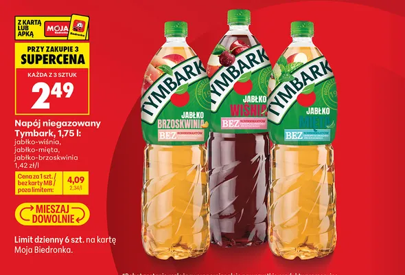Napój niegazowany Tymbark jabłko-mięta promocja w Biedronka
