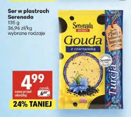 Ser w plastrach Gouda z czarnuszką Serenada promocja w Delikatesy Centrum