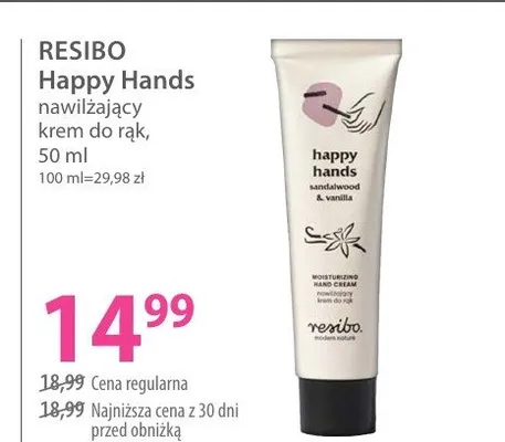Nawilżający krem do rąk Resibo Happy Hands promocja w Hebe