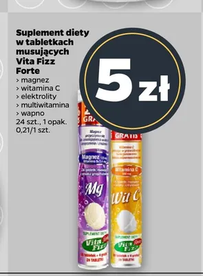 Suplement diety w tabletkach musujących Vita Fizz Forte magnez promocja w Netto