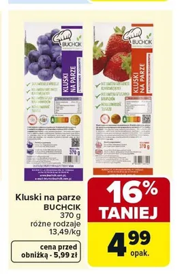 Kluski na parze BUCHCIK z nadzieniem jagodowym promocja w Carrefour