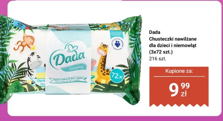 Chusteczki nawilżane dla dzieci i niemowląt Dada Everyday 3-pak promocja w Biedronka