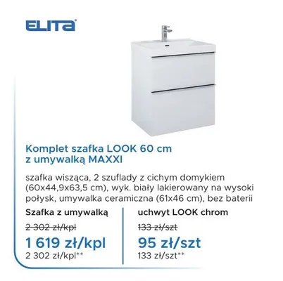 Komplet szafka LOOK 60 cm z umywalką MAXXI Elita promocja w Blu Salony Łazienek