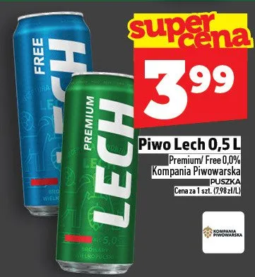 Piwo Lech Premium Free 0.0% promocja w TOPAZ