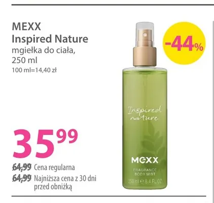 Mgiełka do ciała Inspired Nature Mexx promocja w Hebe