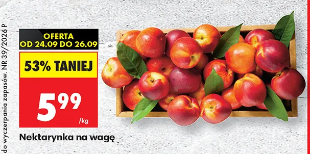 Nektarynki na wagę promocja w Biedronka