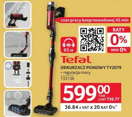 Odkurzacz pionowy TEFAL TY2079 promocja w Selgros