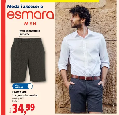 Szorty męskie z bawełną Esmara Men promocja w Lidl