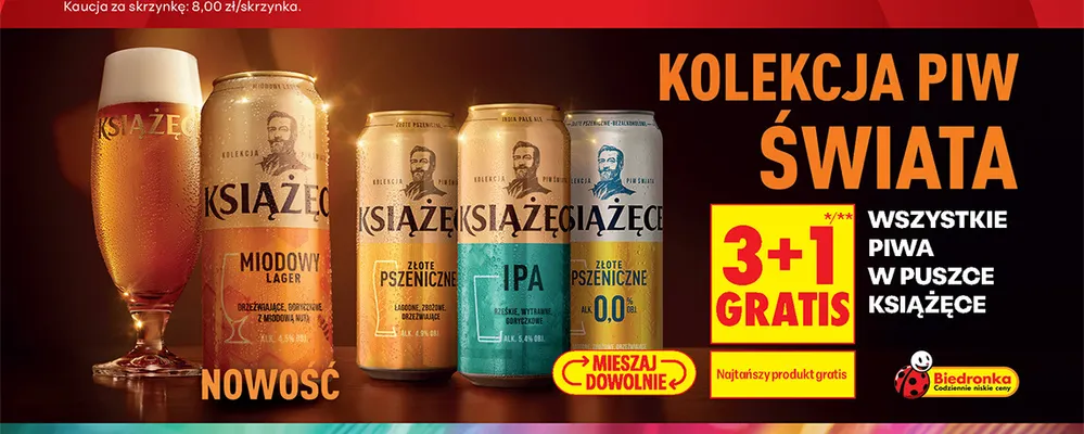 Piwa w puszce Książęce promocja w Biedronka