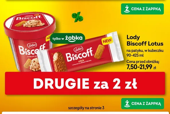 Lody Biscoff Lotus na patyku promocja w Żabka