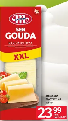 Ser Gouda plastry Mlekovita XXL promocja w Selgros