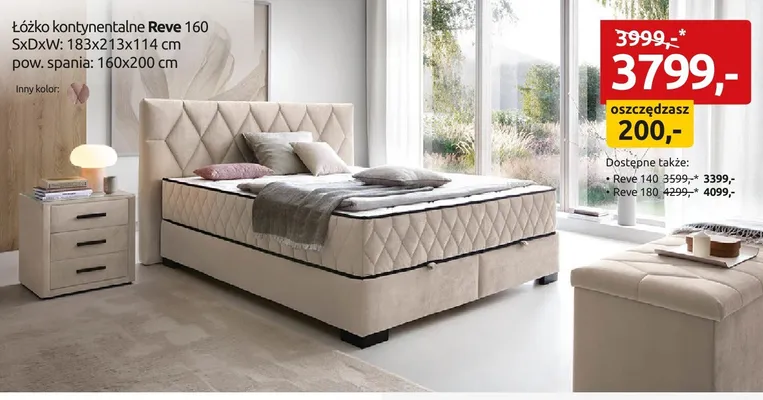 Łóżko kontynentalne Reve 140 promocja w Black Red White