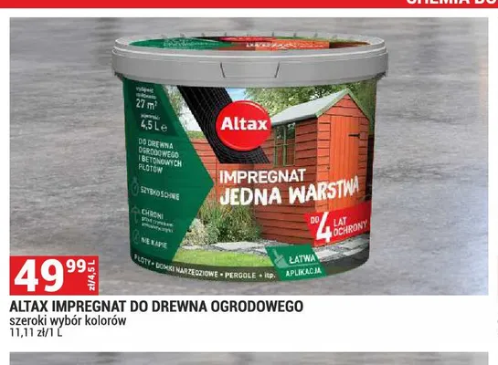 Impregnat do drewna ogrodowego Altax promocja w Merkury Market