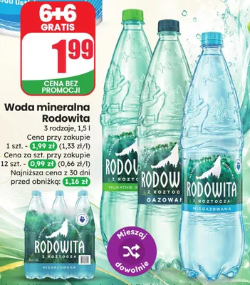 Woda mineralna Rodowita Niegazowana promocja w Dino