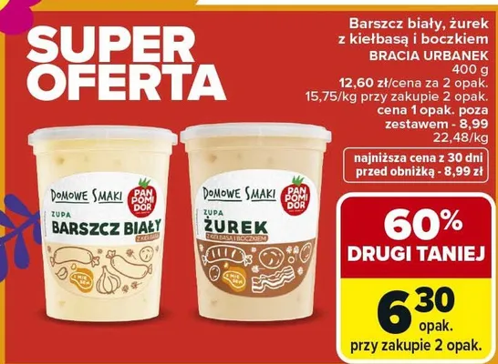 Zupa barszcz biały z kiełbasą i boczkiem promocja w Carrefour Market