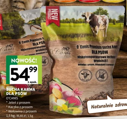 Sucha karma dla psów O'Canis kaczka z prosem promocja w Intermarche