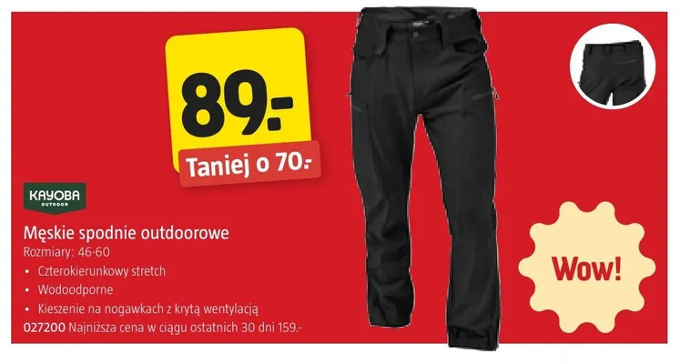 Męskie spodnie outdoorowe KAYOBA OUTDOOR promocja w Jula