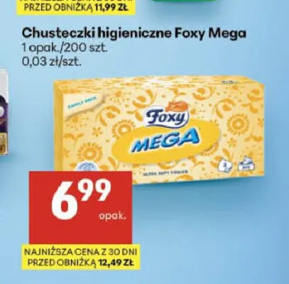 Chusteczki higieniczne Foxy Mega promocja w Delikatesy Centrum