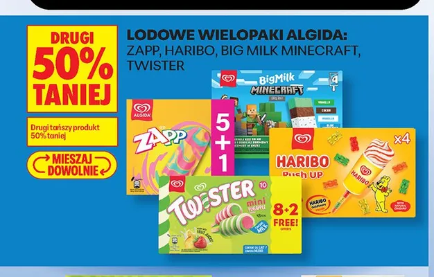 Lody Haribo Push Up Algida 4-pak promocja w Biedronka