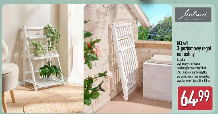 3-poziomowy regał na rośliny Belavi 46x34x80cm promocja w Aldi