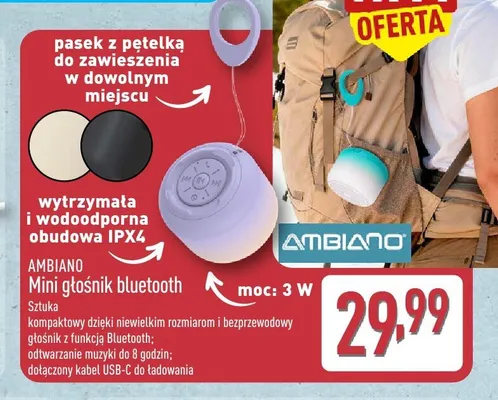 Mini głośnik bluetooth Ambiano promocja w Aldi