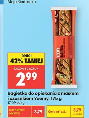 Bagietka do opiekania z masłem i czosnkiem Yeemy promocja w Biedronka