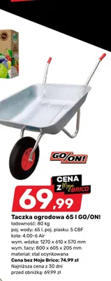 Taczka ogrodowa 65 l promocja w Bricomarche