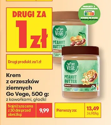 Krem z orzeszków ziemnych Go Vege gładki promocja w Biedronka