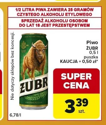 Piwo Żubr promocja w Carrefour Express