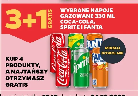 Napoje gazowane 330 ml Coca-Cola, Sprite i Fanta promocja w Netto