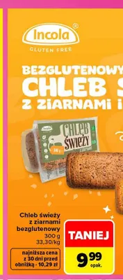 Chleb świeży z ziarnami bezglutenowy Incola promocja w Carrefour