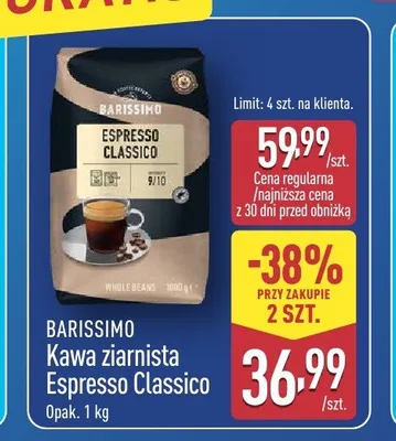 Kawa ziarnista Espresso Classico BARISSIMO promocja w Aldi